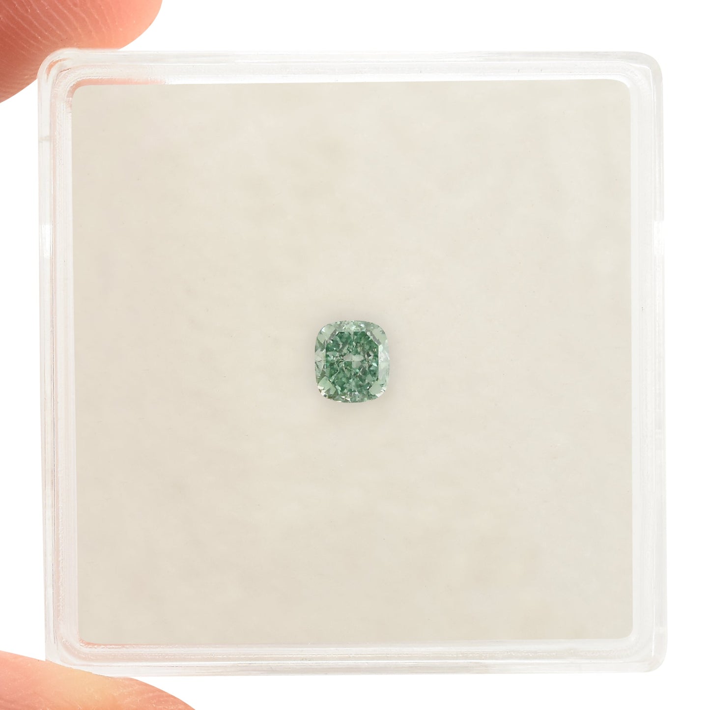0,25 Karat Fancy Vivid Bluish Green Cushion Diamond SI1 GIA