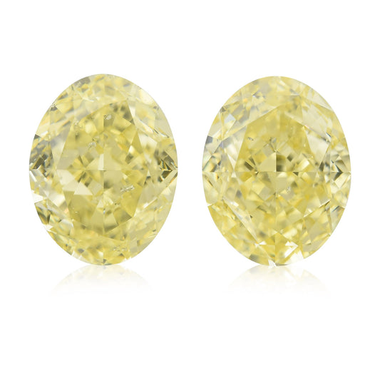 4,24 Karat Fancy Yellow Oval Diamonds SI2