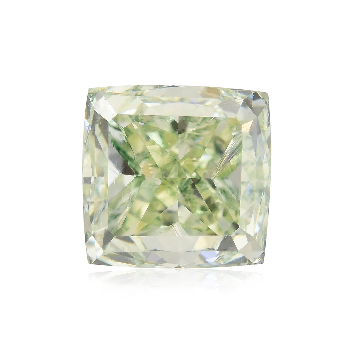 1,15 Karat Fancy Yellowish Green Cushion Diamond VS2 GIA