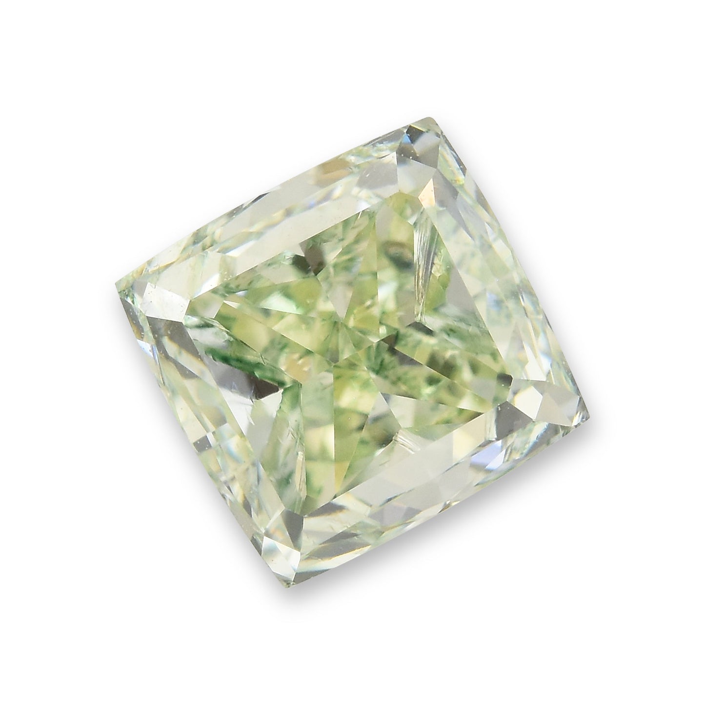 1,15 Karat Fancy Yellowish Green Cushion Diamond VS2 GIA