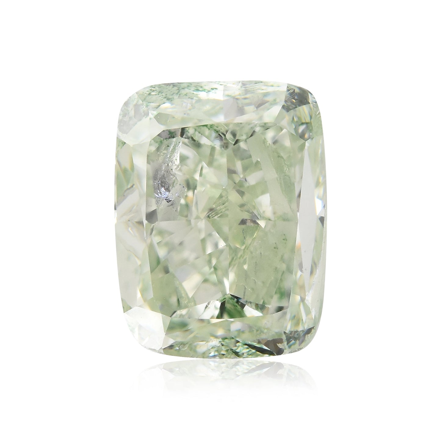 2,26 Karat Fancy Light Yellowish Green Cushion Diamond (SI1) GIA