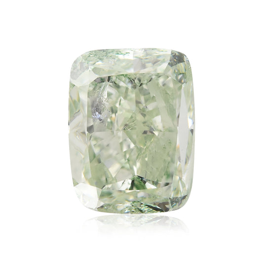 2,26 Karat Fancy Light Yellowish Green Cushion Diamond (SI1) GIA