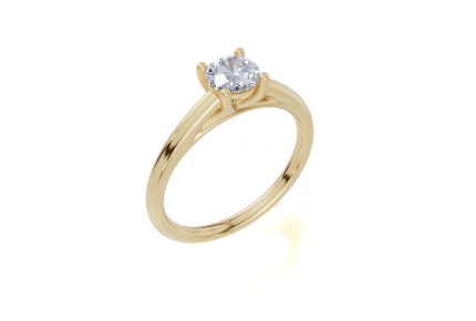 18ct Round 0.40Carat G/H-CC SI Cathedral Plain 4Pr  Diamond Ring