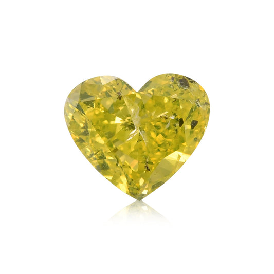 2,02 Karat Fancy Vivid Greenish Yellow Heart Diamant (I2) GIA