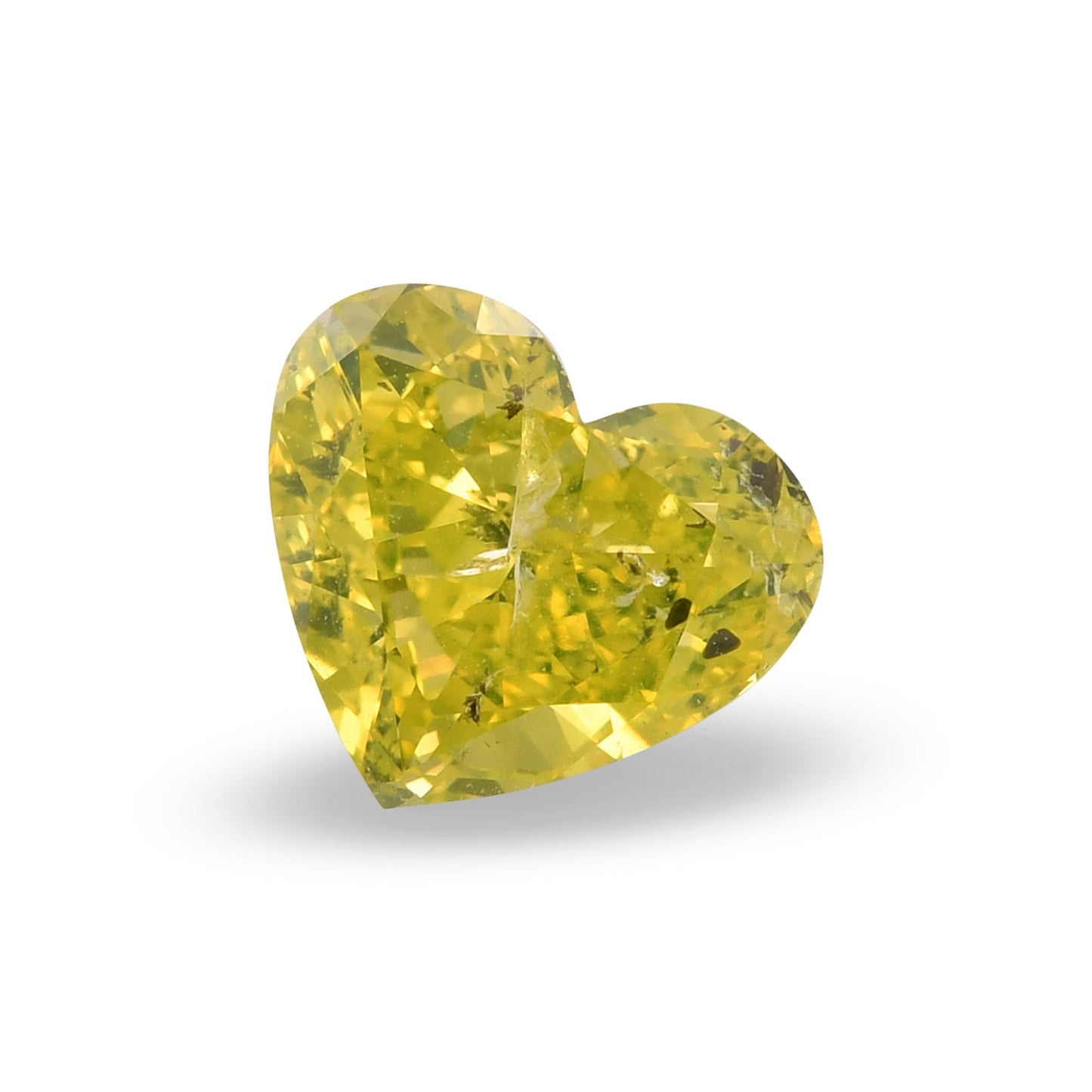2,02 Karat Fancy Vivid Greenish Yellow Heart Diamant (I2) GIA