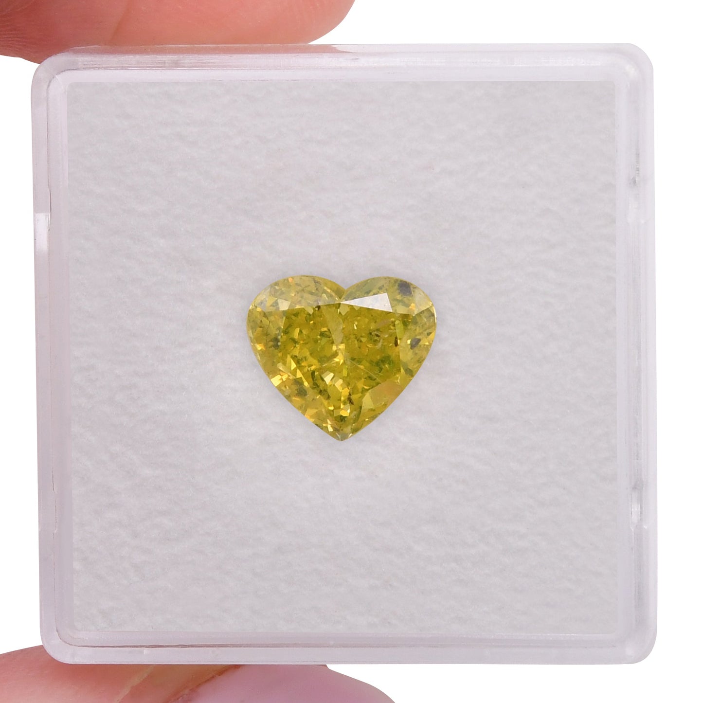 2,02 Karat Fancy Vivid Greenish Yellow Heart Diamant (I2) GIA