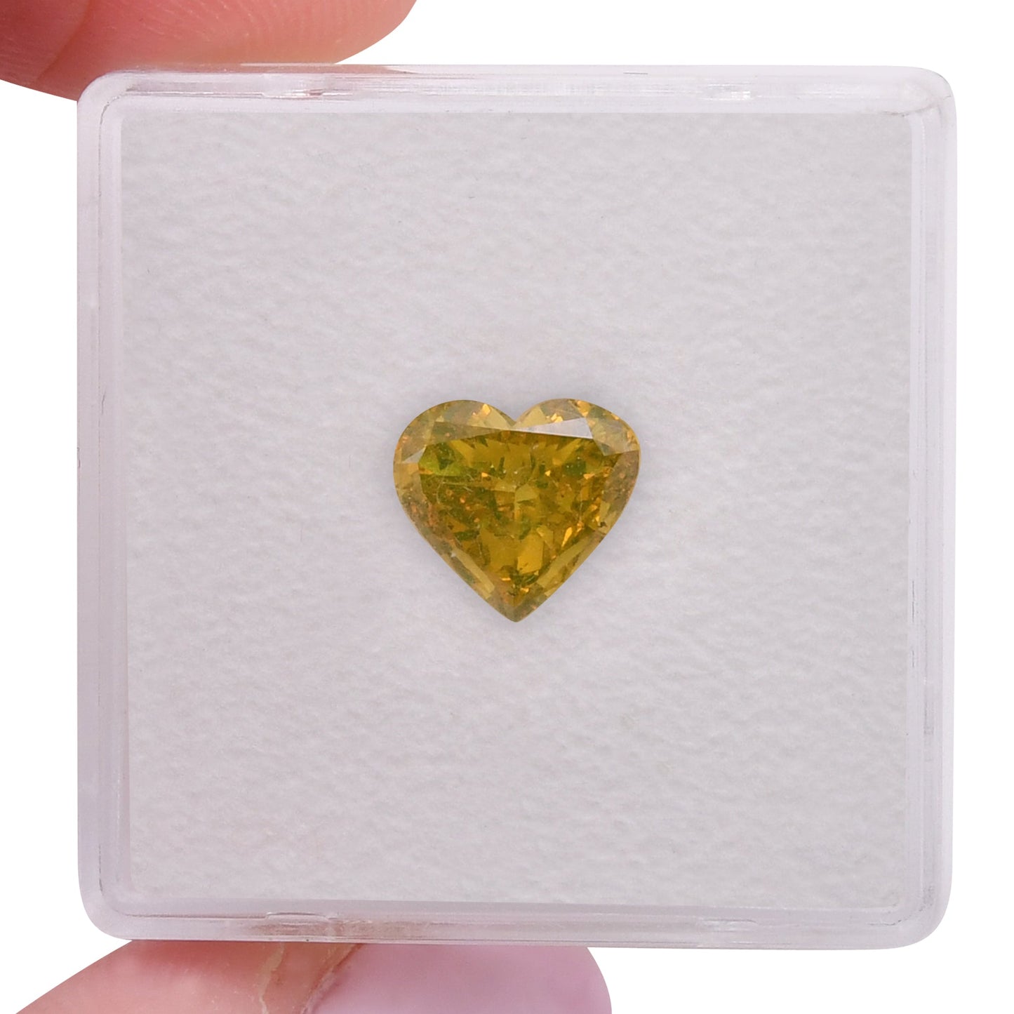 1,07 Karat Fancy Vivid Greenish Yellow Heart Diamant SI2 GIA