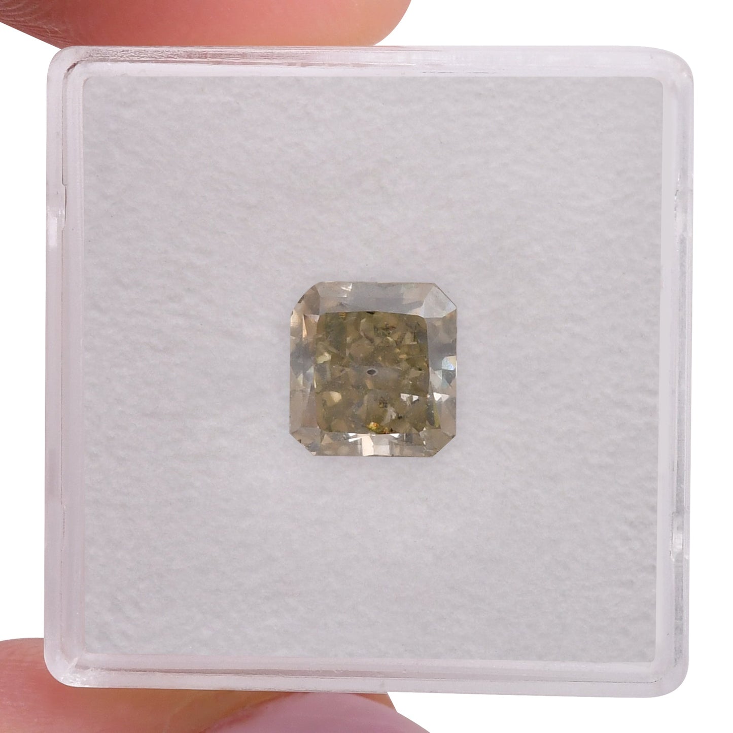 2,51 Karat Fancy Grünlich Grau Gelb Radiant Diamant (I1) GIA