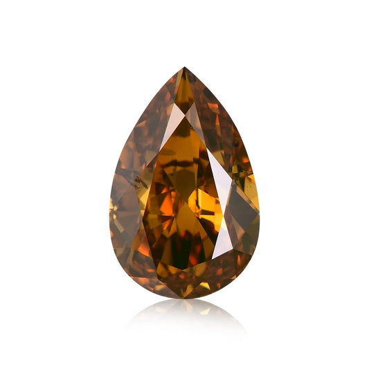 2.01 Carat Fancy Deep Brown Orange Pear Diamond SI2 GIA