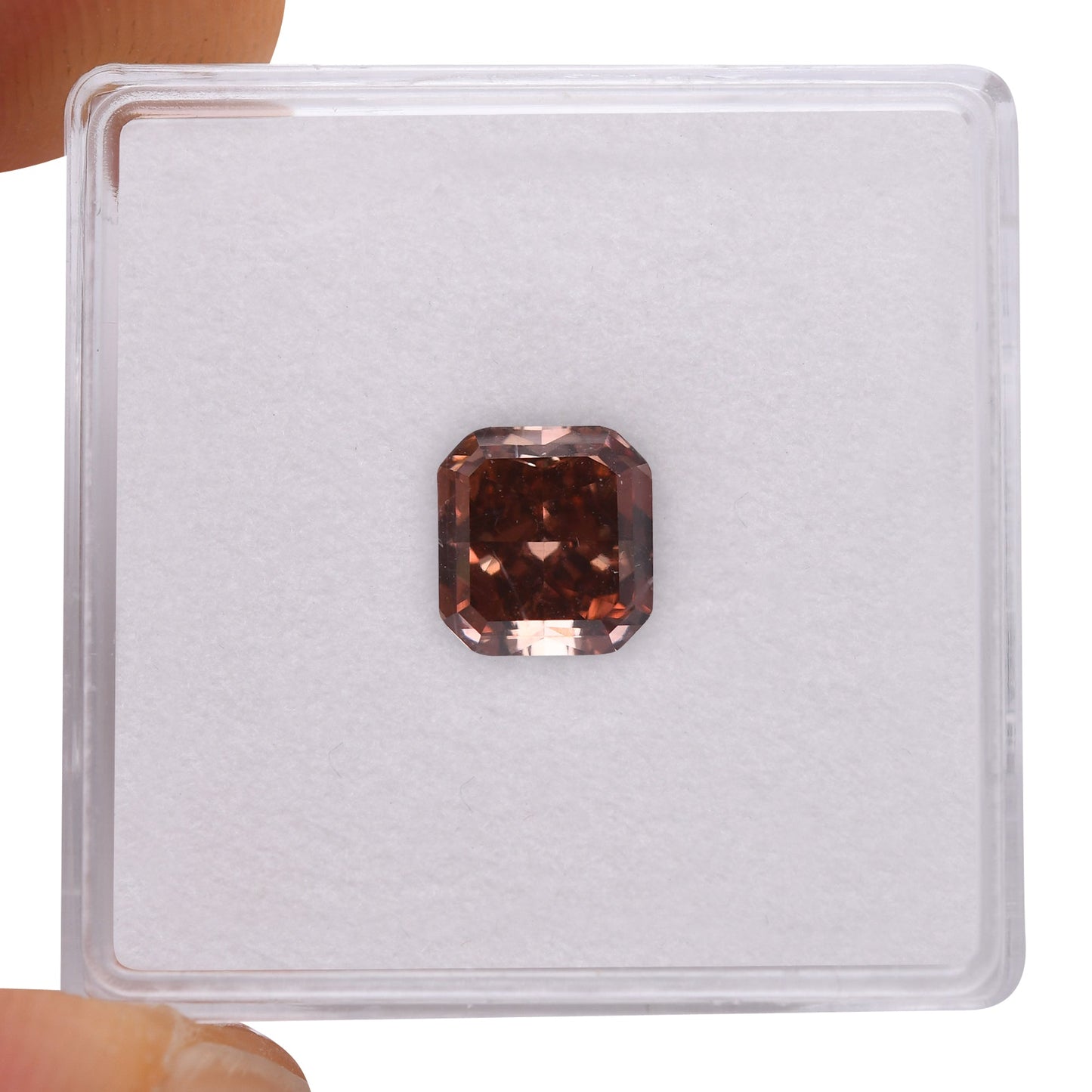 1,55 Karat Fancy Deep Brownish Pinkish Orange Radiant Diamant VS2 GIA