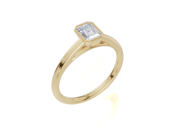18ct Emerald 0.50Carat D/E/F-LG VS/VVS Cathedral Plain Bezel  Diamond Ring