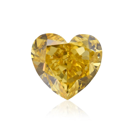 0.60 Carat Fancy Intense Orangy Yellow Heart Diamond SI1 GIA