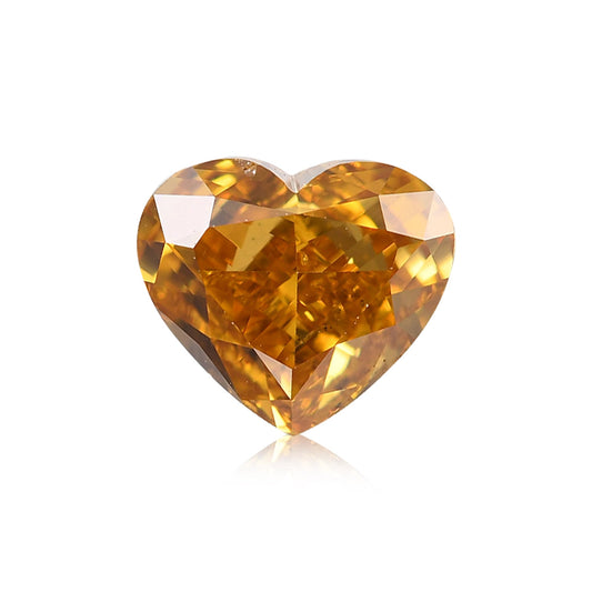 0.63 Carat Fancy Intense Orange Yellow HEART Diamond SI1 GIA
