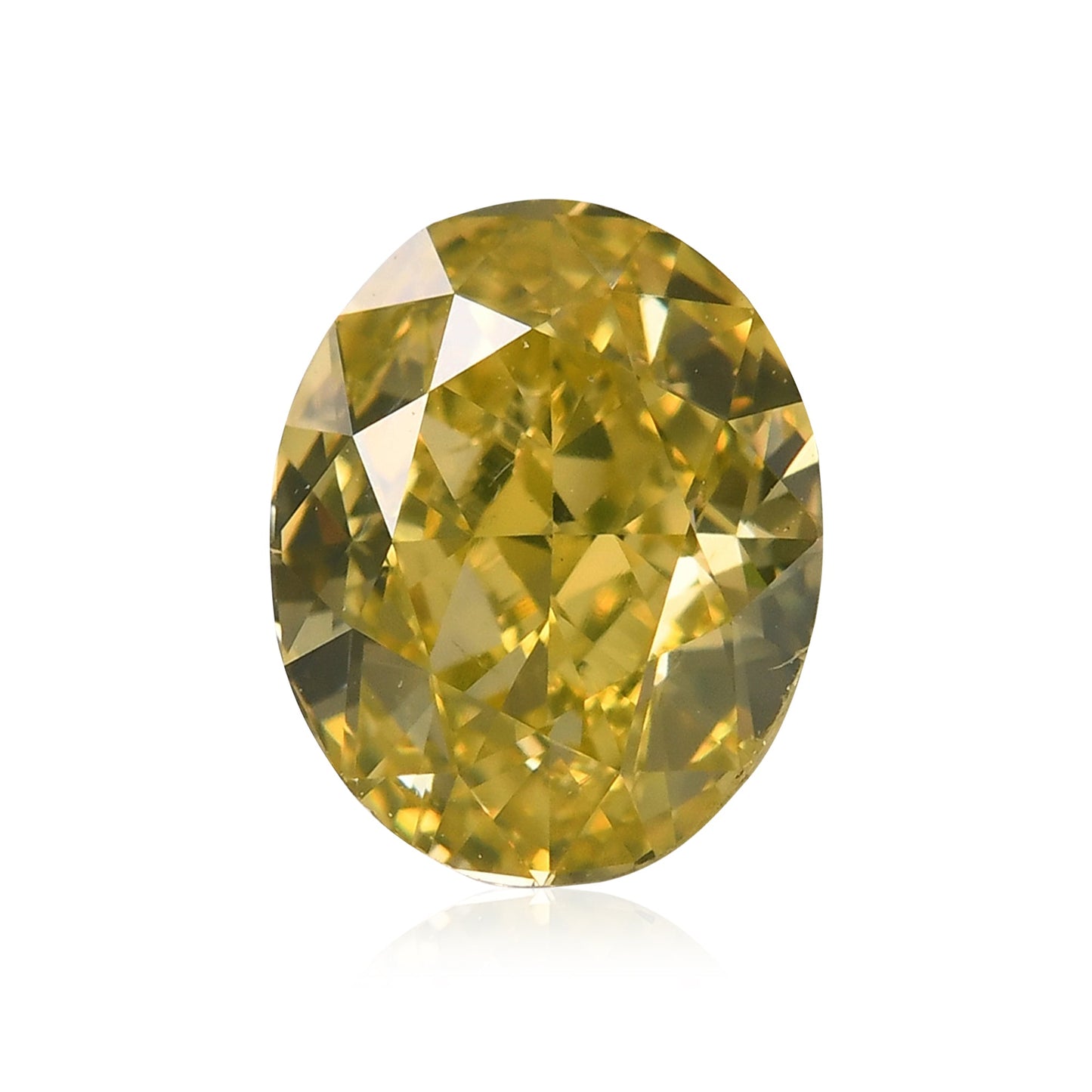 0,91 Karat Fancy Intense Greenish Yellow Oval Diamond SI1 GIA