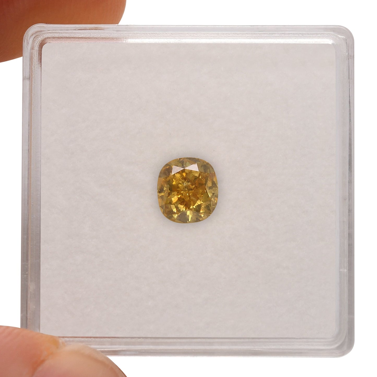 0,91 Karat Fancy Deep Brownish Yellow Cushion Diamond I2 GIA