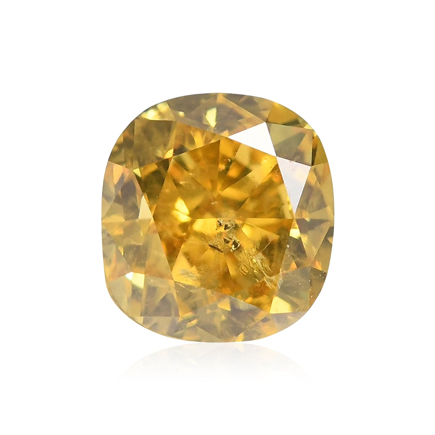 0,91 Karat Fancy Deep Brownish Yellow Cushion Diamond I2 GIA