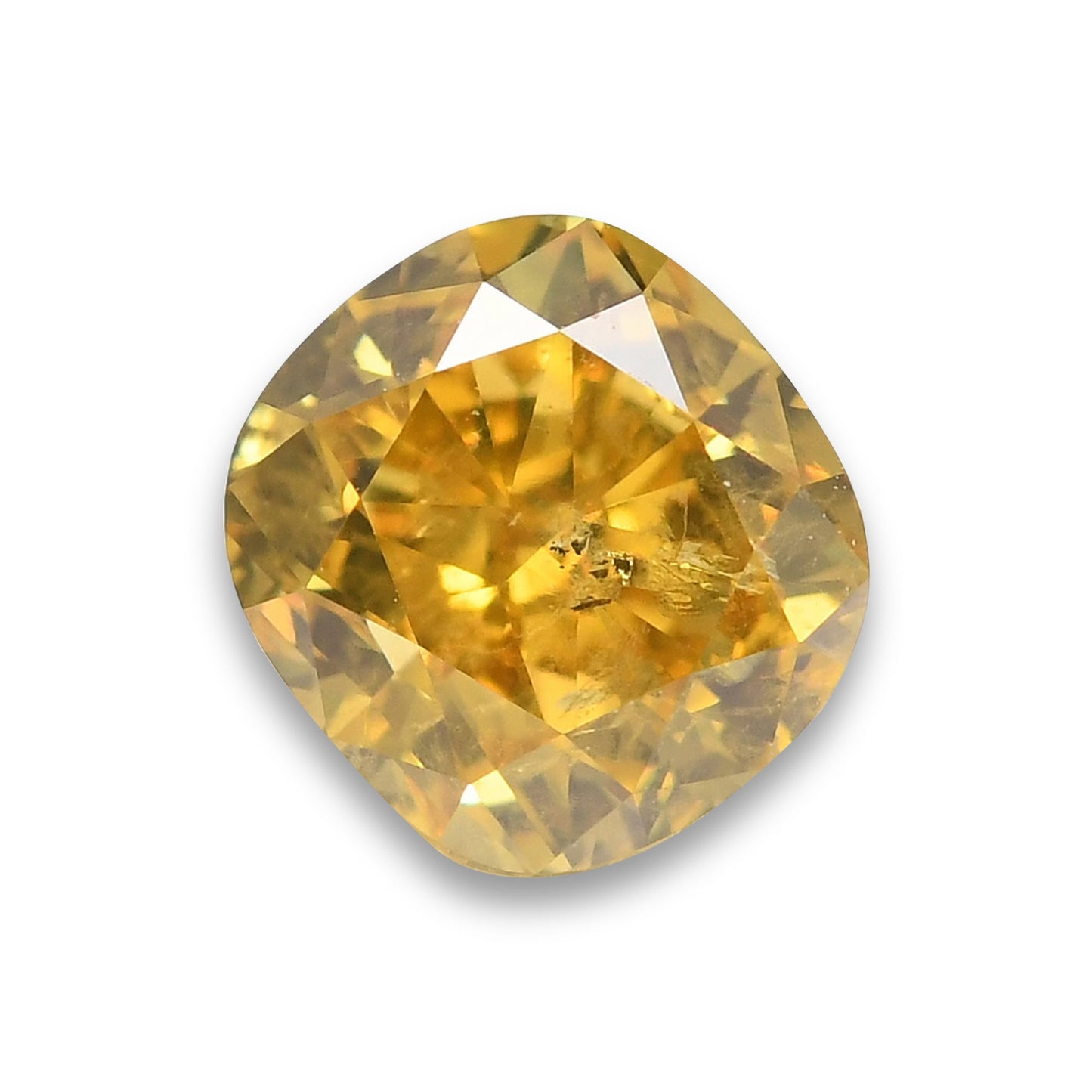 0,91 Karat Fancy Deep Brownish Yellow Cushion Diamond I2 GIA
