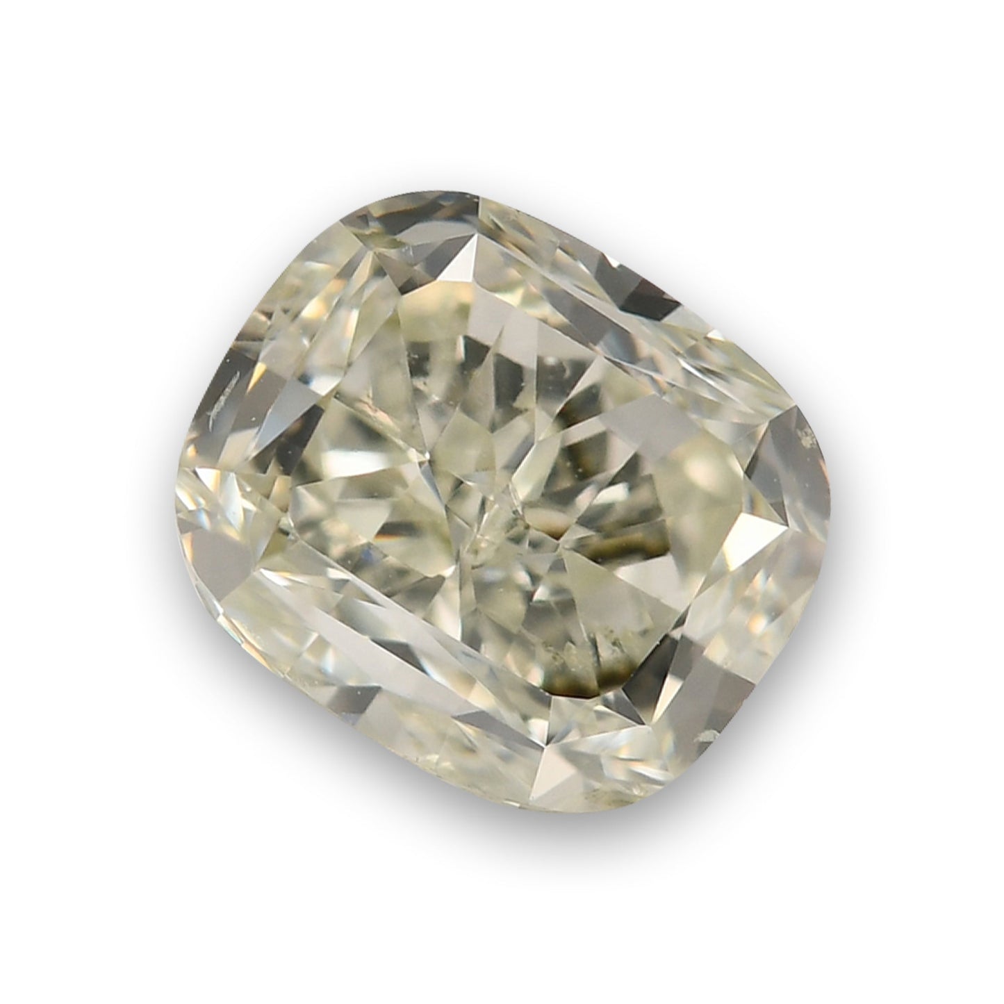 1,52 Karat hellgelbgrüner Kissen-Diamant SI2 GIA