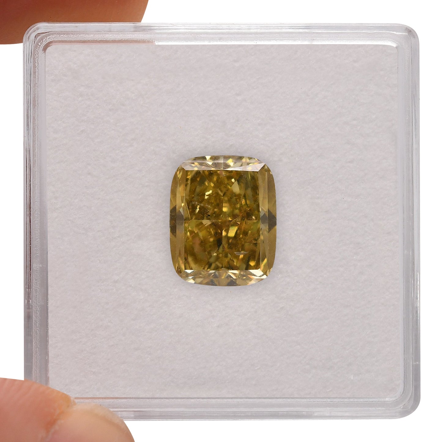 3,01 Karat Fancy Deep Brownish Greenish Yellow Cushion Diamond SI1 GIA