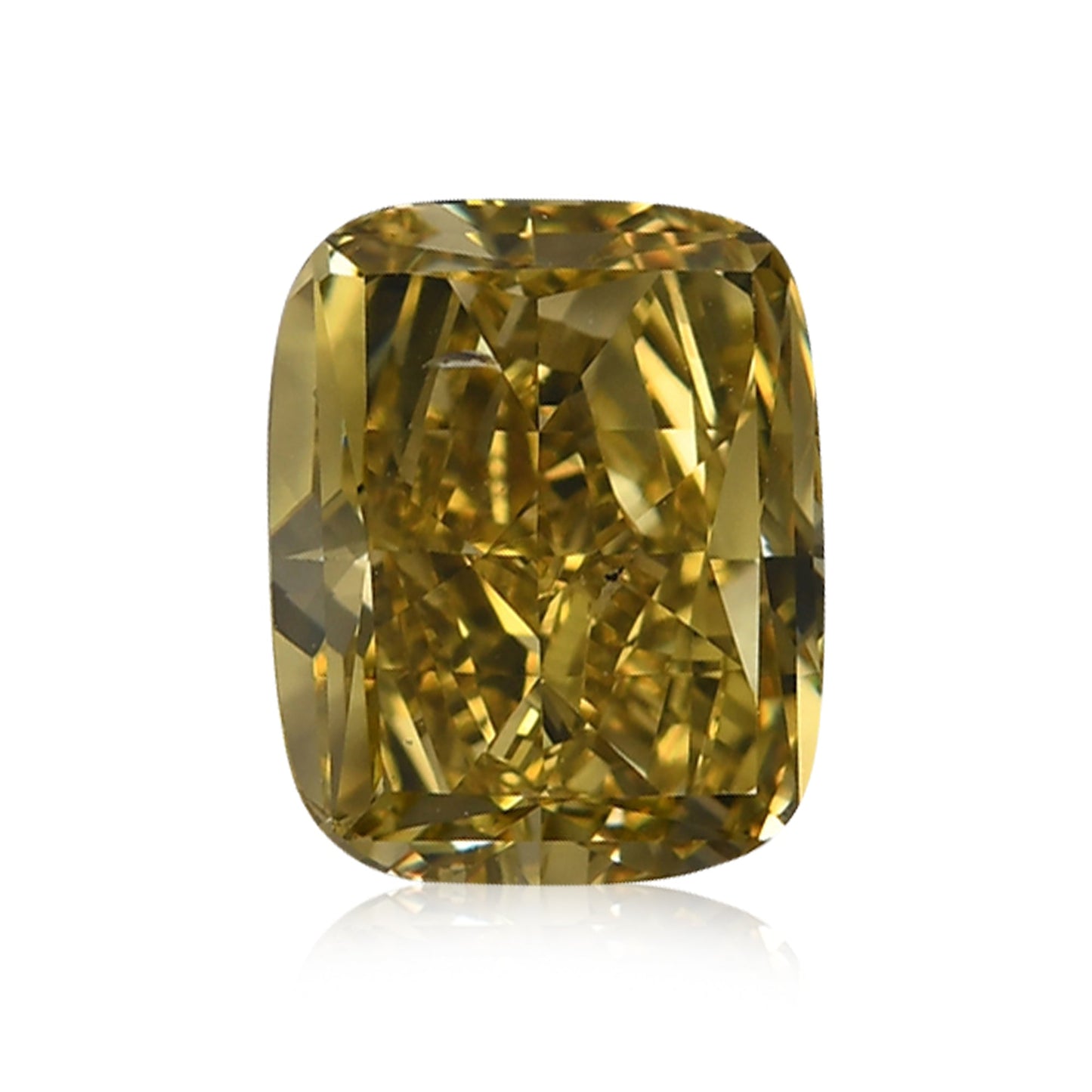 3,01 Karat Fancy Deep Brownish Greenish Yellow Cushion Diamond SI1 GIA