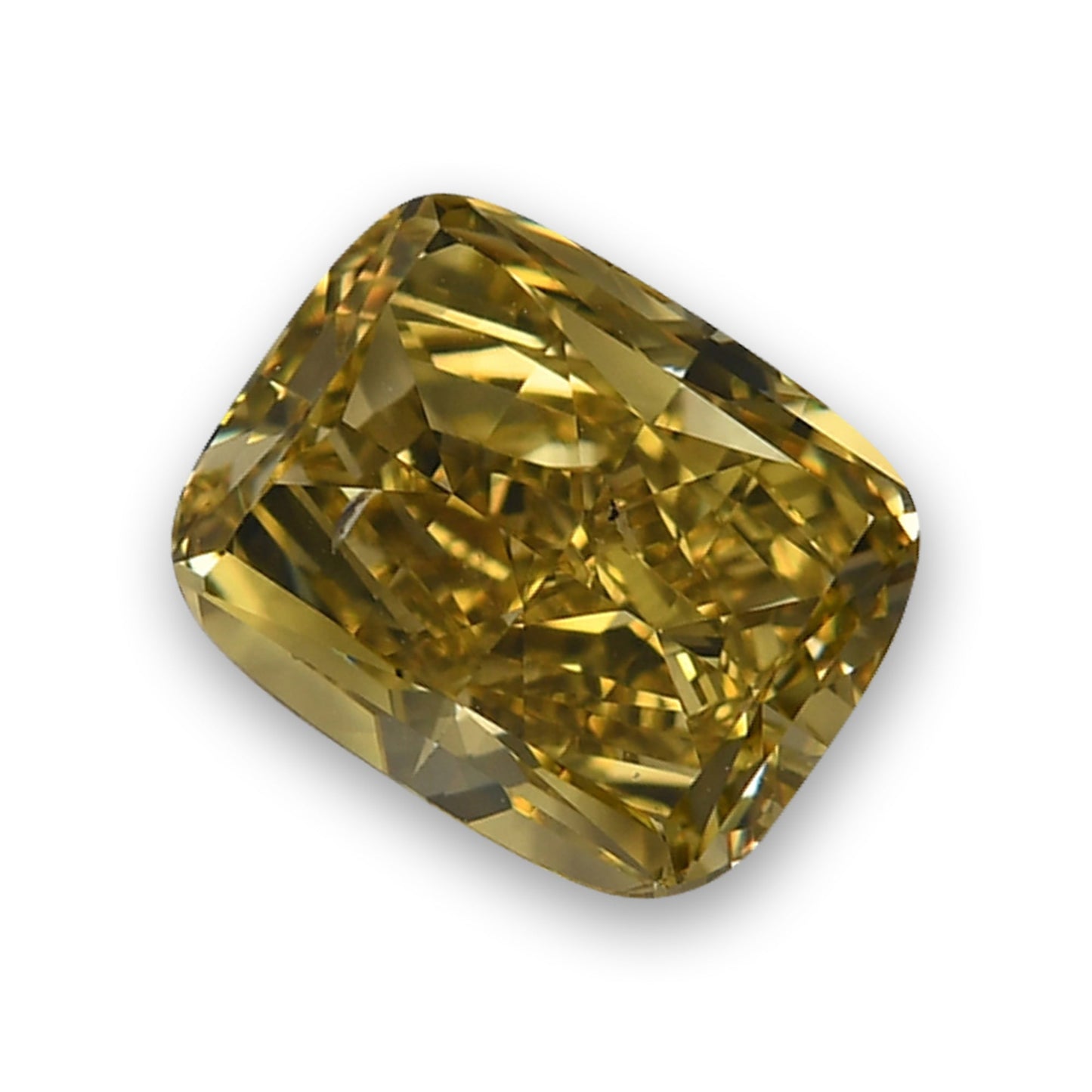 3,01 Karat Fancy Deep Brownish Greenish Yellow Cushion Diamond SI1 GIA