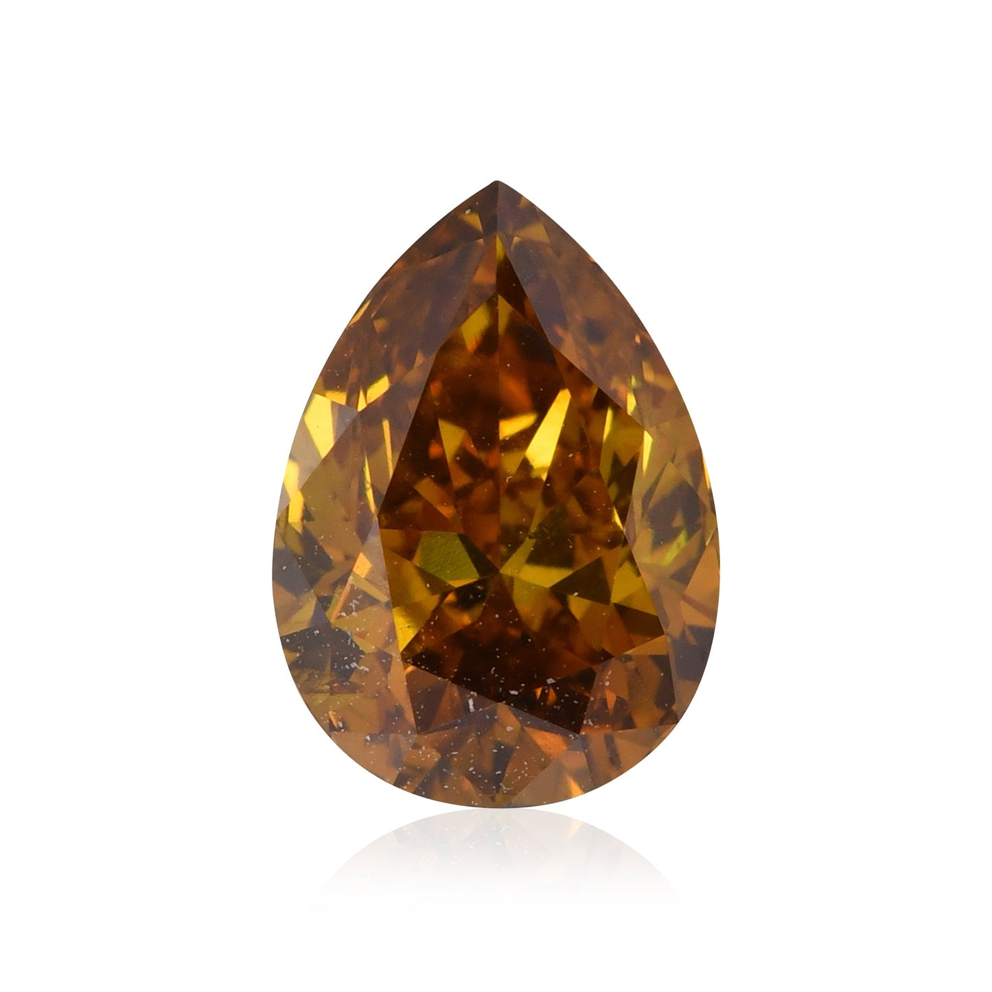 1,60 Karat Fancy Deep Brownish Orange Yellow Pear Diamond SI2 GIA