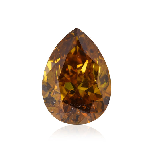 1,60 Karat Fancy Deep Brownish Orange Yellow Pear Diamond SI2 GIA