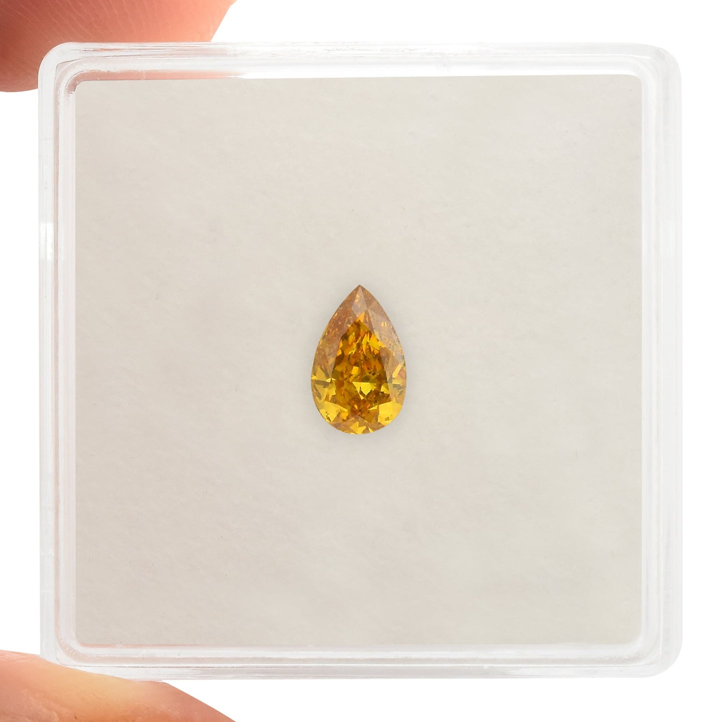 0.50 Carat Fancy Deep Orange Yellow Pear Diamond SI1 GIA