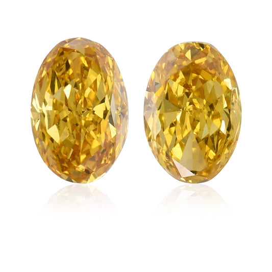 0,43 Karat Fancy Vivid Orange Yellow Oval Diamonds VS1