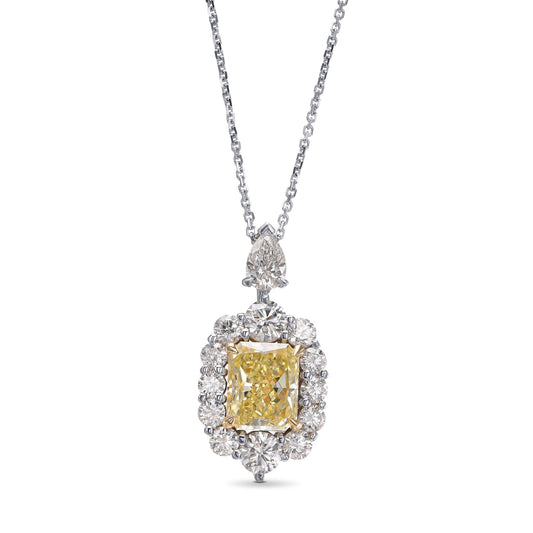Anhänger mit strahlendem, gelbem Diamanten im Halo-Design