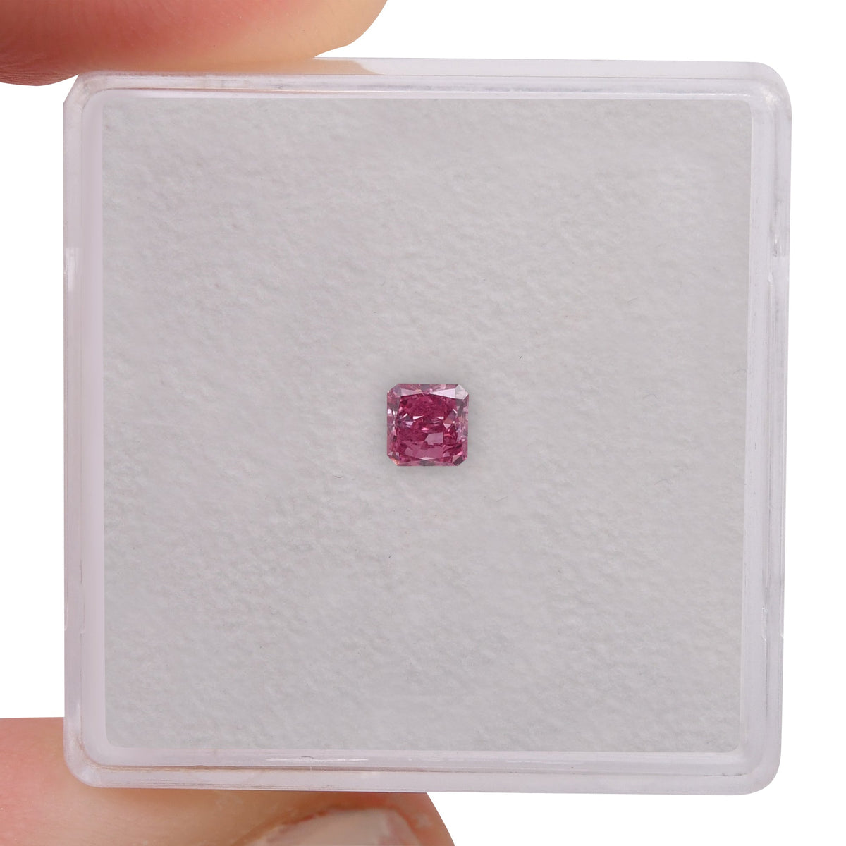 0,16 Karat Fancy Vivid Purplish Pink Radiant Diamant VS2 GIA