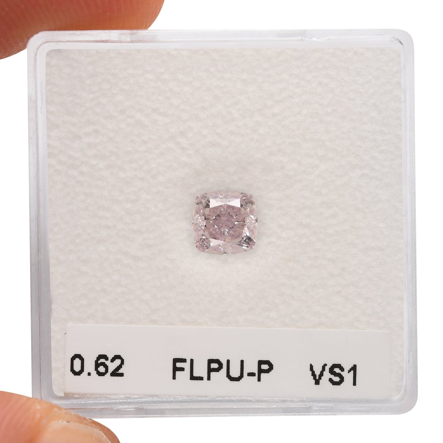 0,62 Karat Fancy Light Purplish Pink Cushion Diamond VS1 GIA