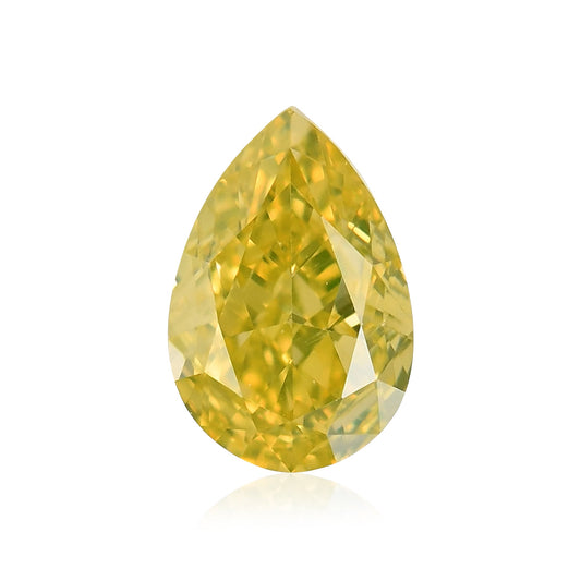 0.41 Carat Fancy Vivid Yellow Pear Diamond SI1 GIA