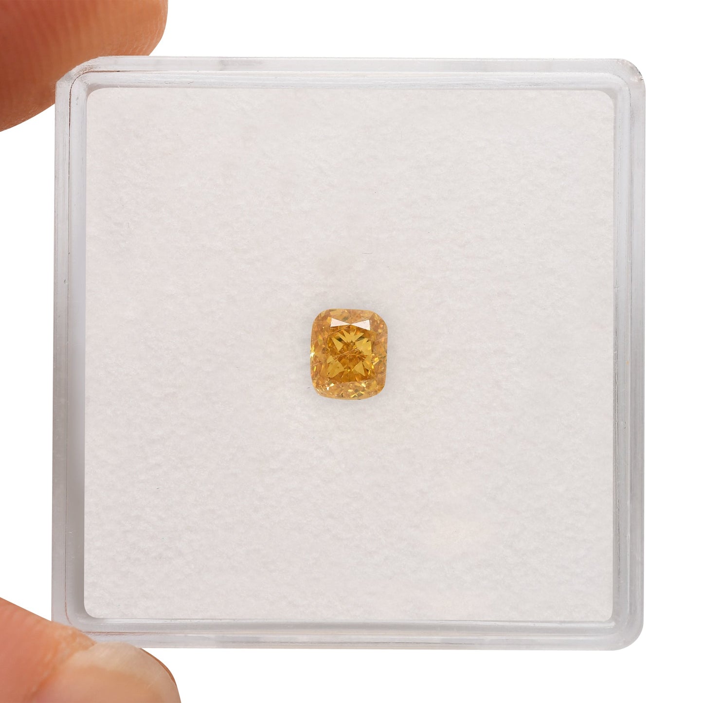 0,39 Karat Fancy Deep Orange Yellow Cushion Diamond SI2 GIA
