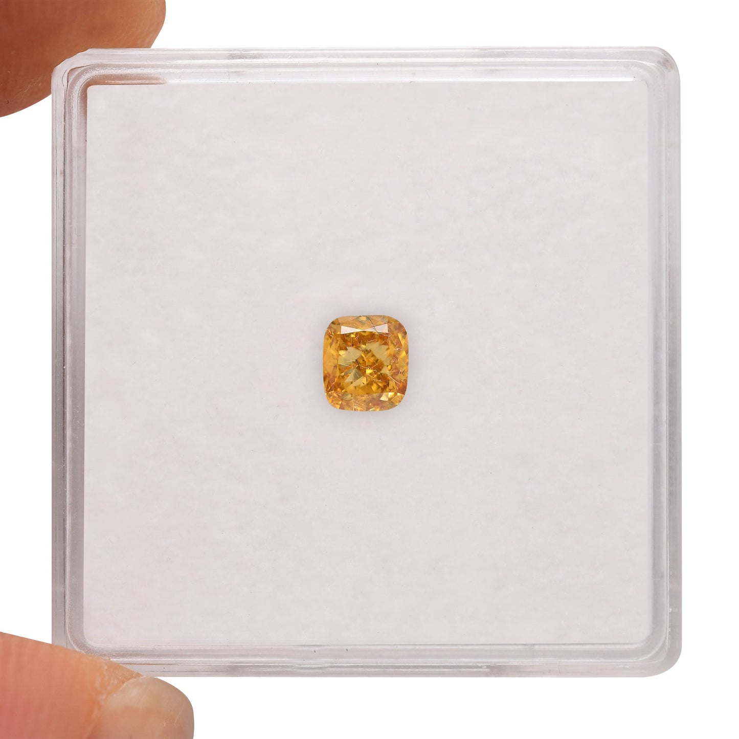 0,39 Karat Fancy Intense Orange Yellow Cushion Diamond SI1 GIA