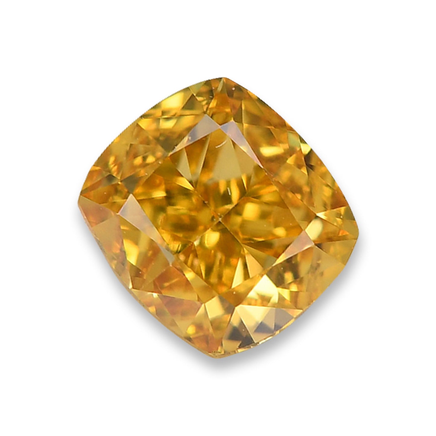 0,37 Karat Fancy Vivid Orange Yellow Cushion Diamond VS2 GIA