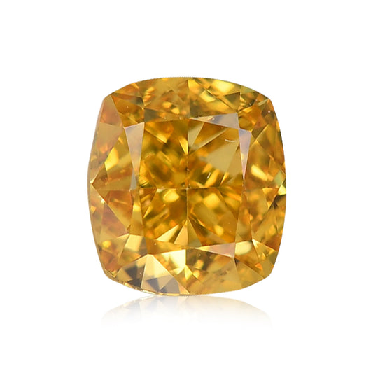 0,37 Karat Fancy Vivid Orange Yellow Cushion Diamond VS2 GIA