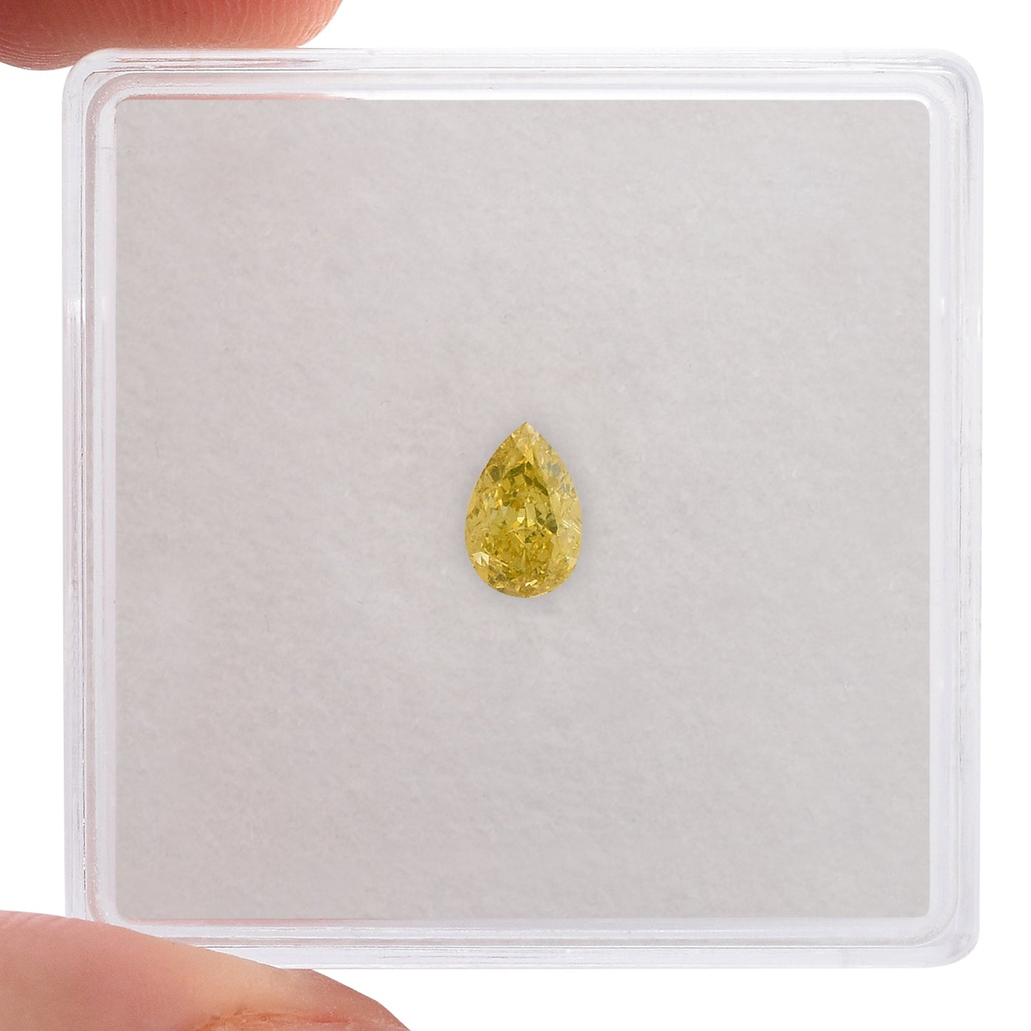 0,35 Karat Fancy Intense Yellow Birnenförmiger Diamant VS2 GIA