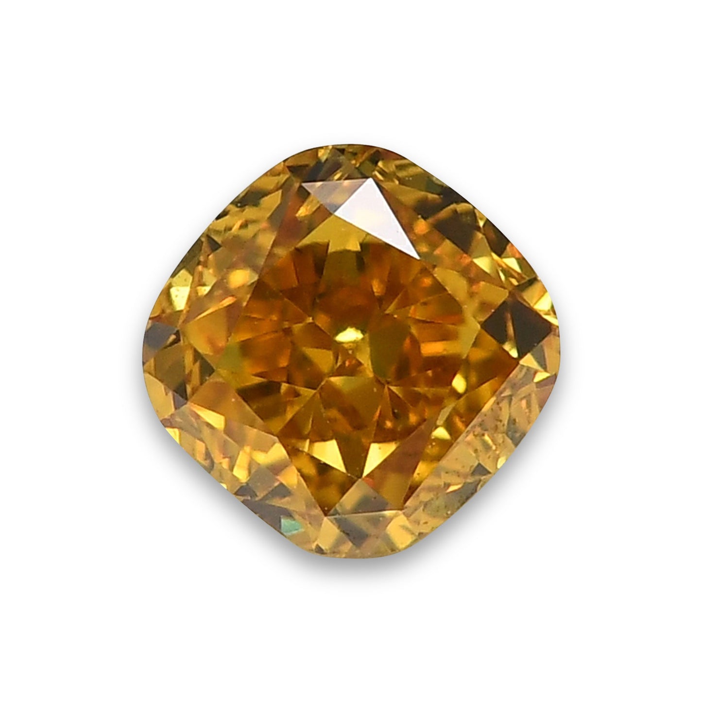 0,54 Karat Fancy Deep Orange Yellow Cushion Diamond SI2 GIA