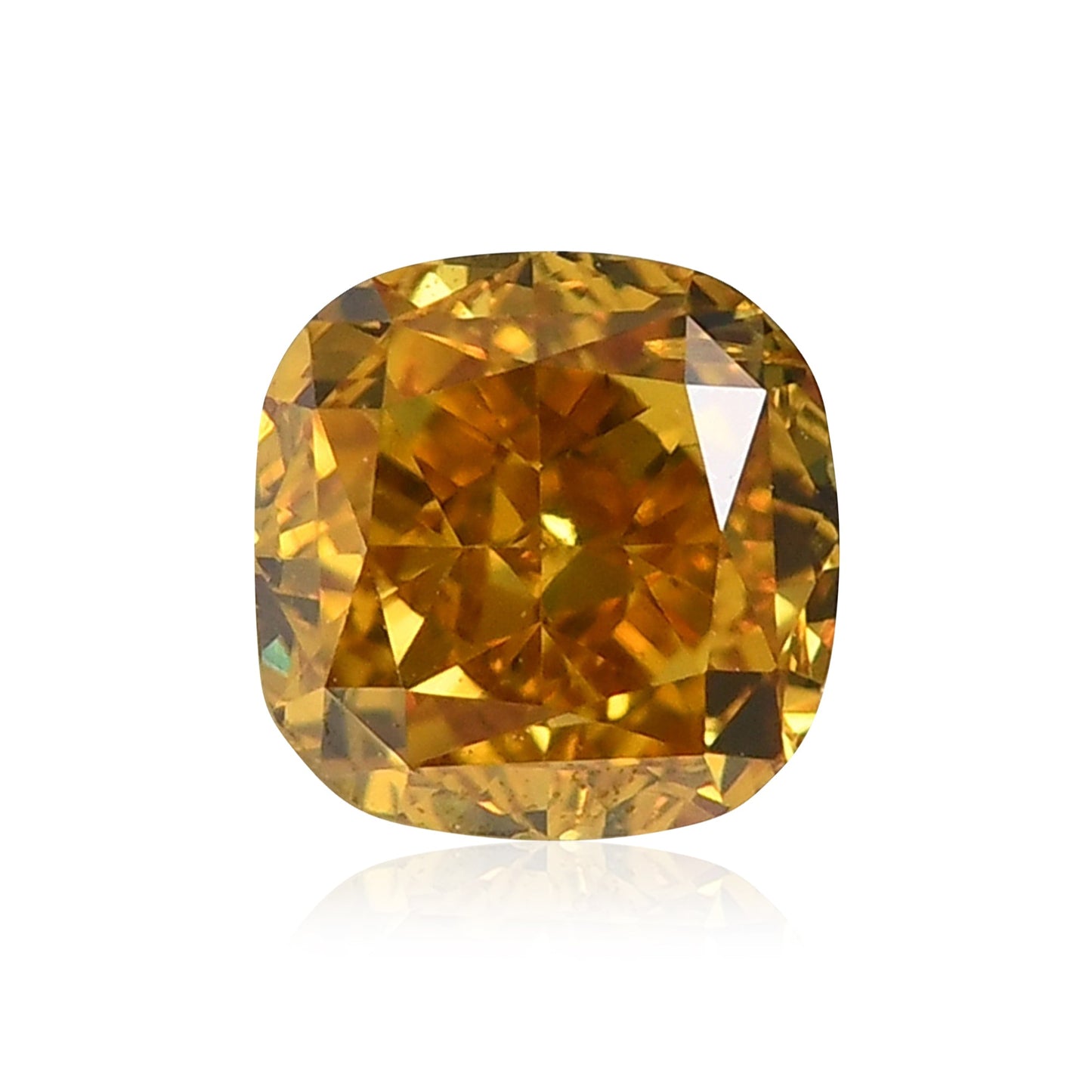 0,54 Karat Fancy Deep Orange Yellow Cushion Diamond SI2 GIA