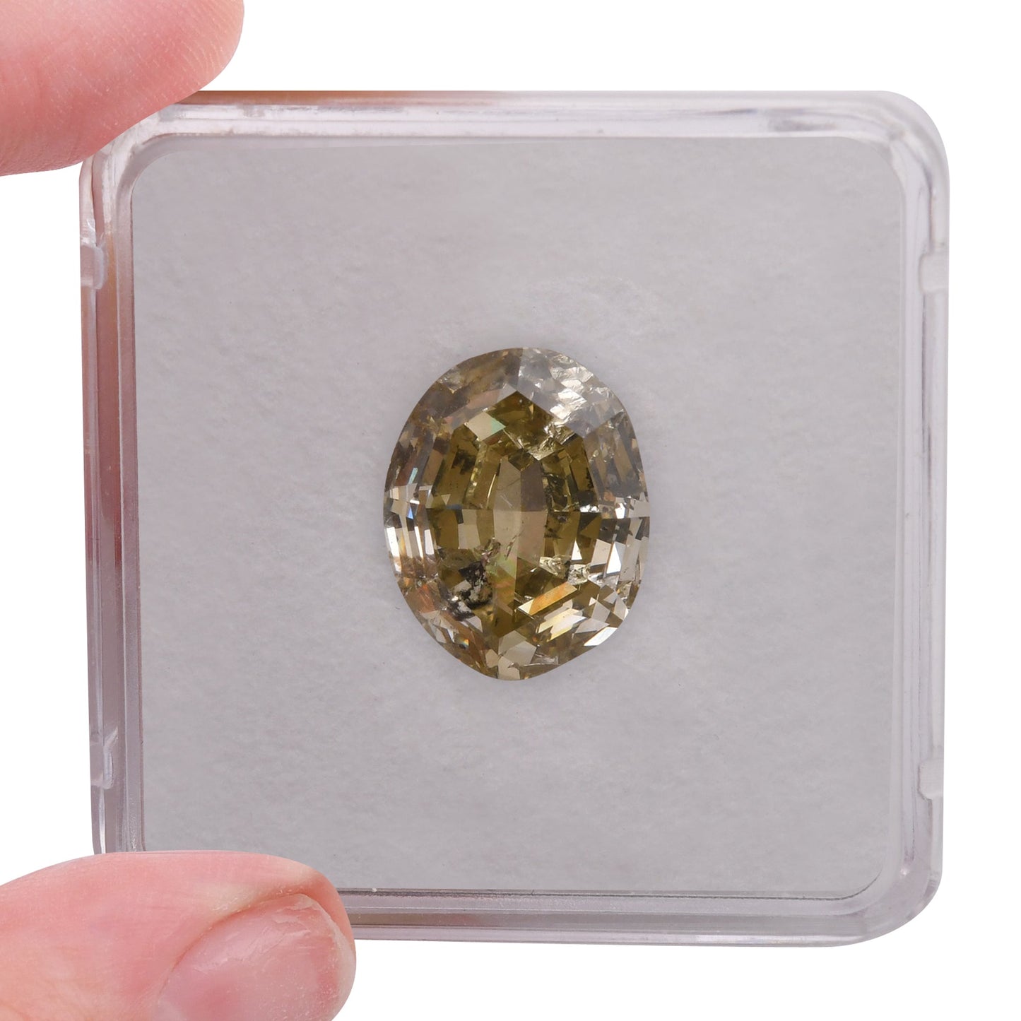 10,08 Karat Fancy Brownish Greenish Yellow Oval Diamond (I1) GIA