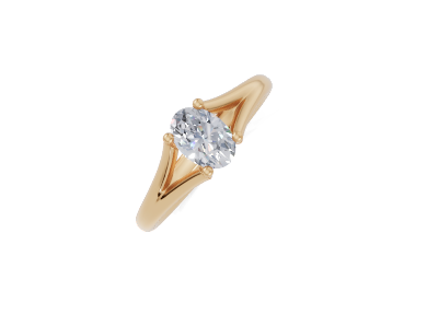 18ct Oval 0.30Carat F/G VS/SI Split Plain 4Pr  Diamond Ring