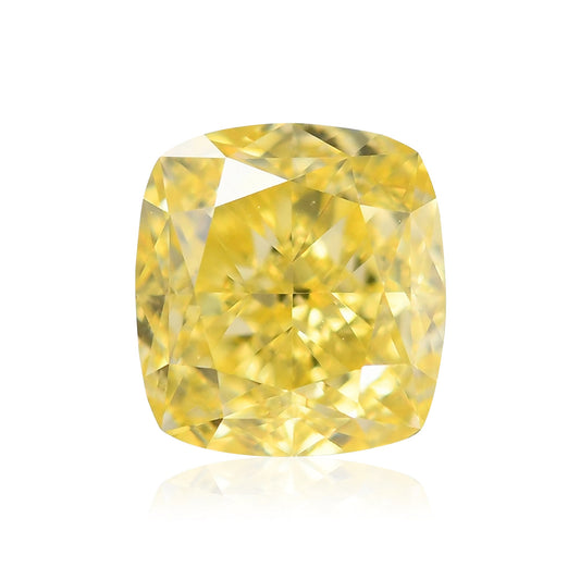 0.55 Carat Fancy Intense Yellow Cushion Diamond VS2 GIA