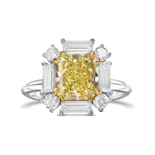 Gelber Kissen-Halo-Diamantring