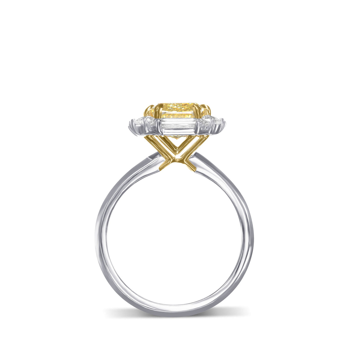 Gelber Kissen-Halo-Diamantring