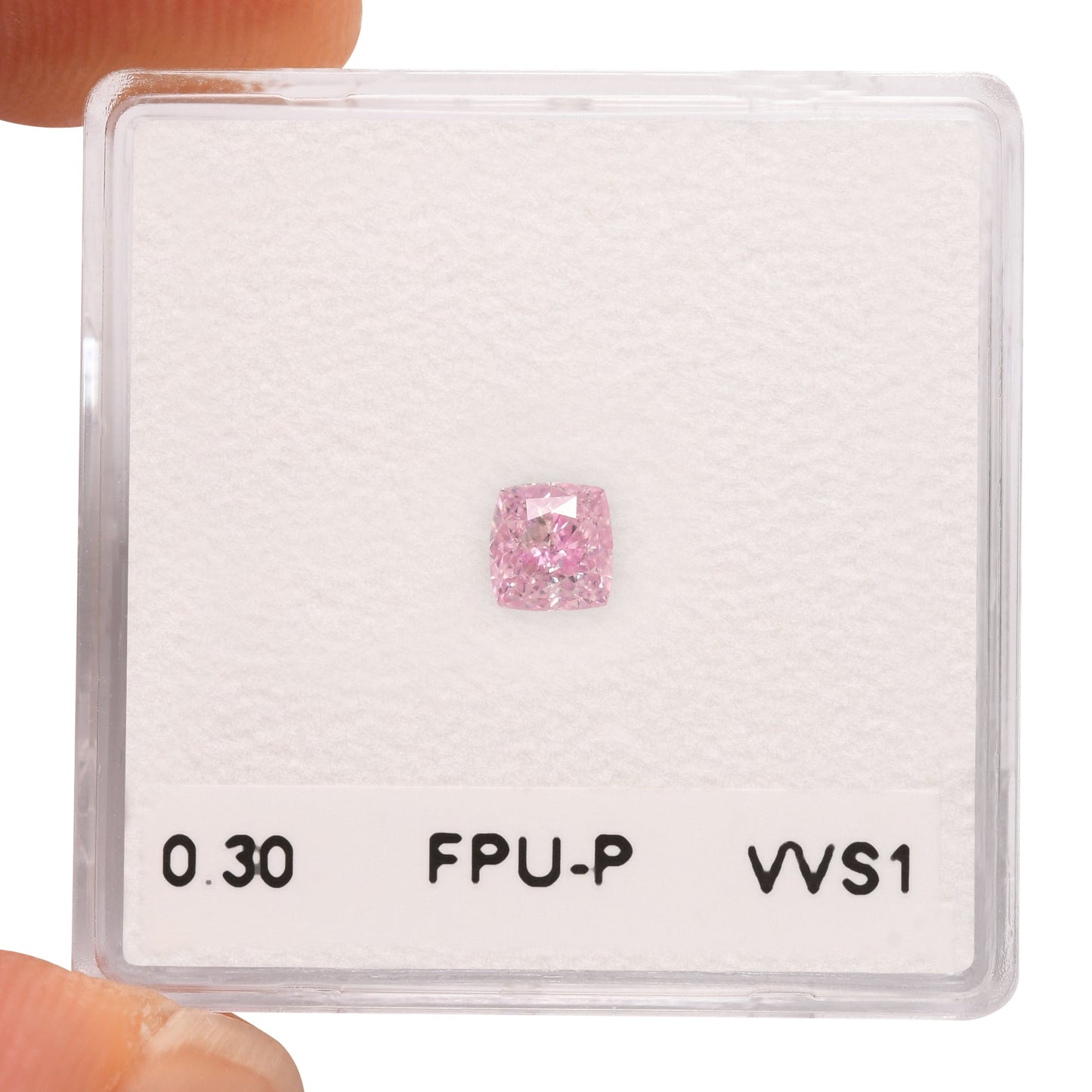 0,30 Karat Fancy Purplish Pink Cushion Diamond VVS1 GIA