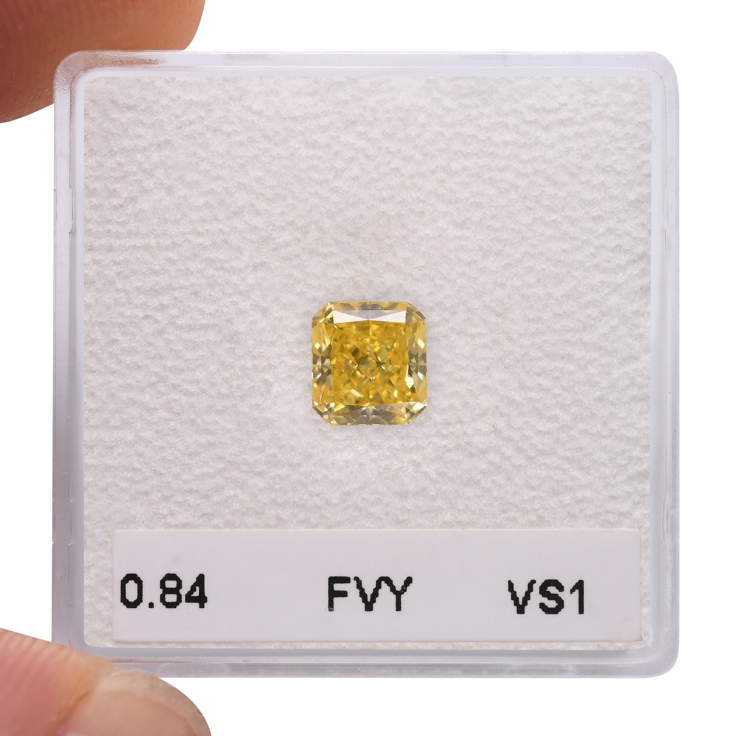 0,84 Karat Fancy Vivid Yellow Radiant Diamant VS1 GIA