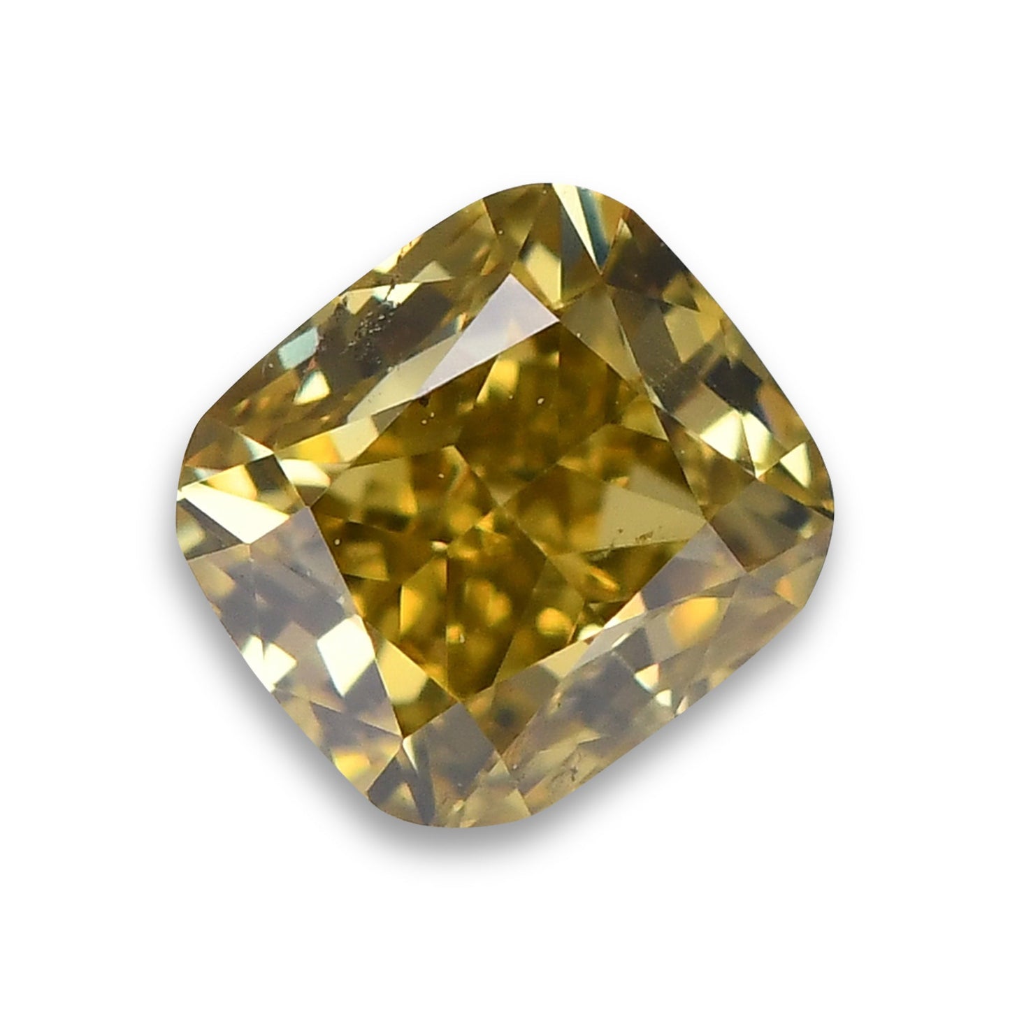 0,41 Karat Fancy Deep Brownish Greenish Yellow Cushion Diamond SI1 GIA