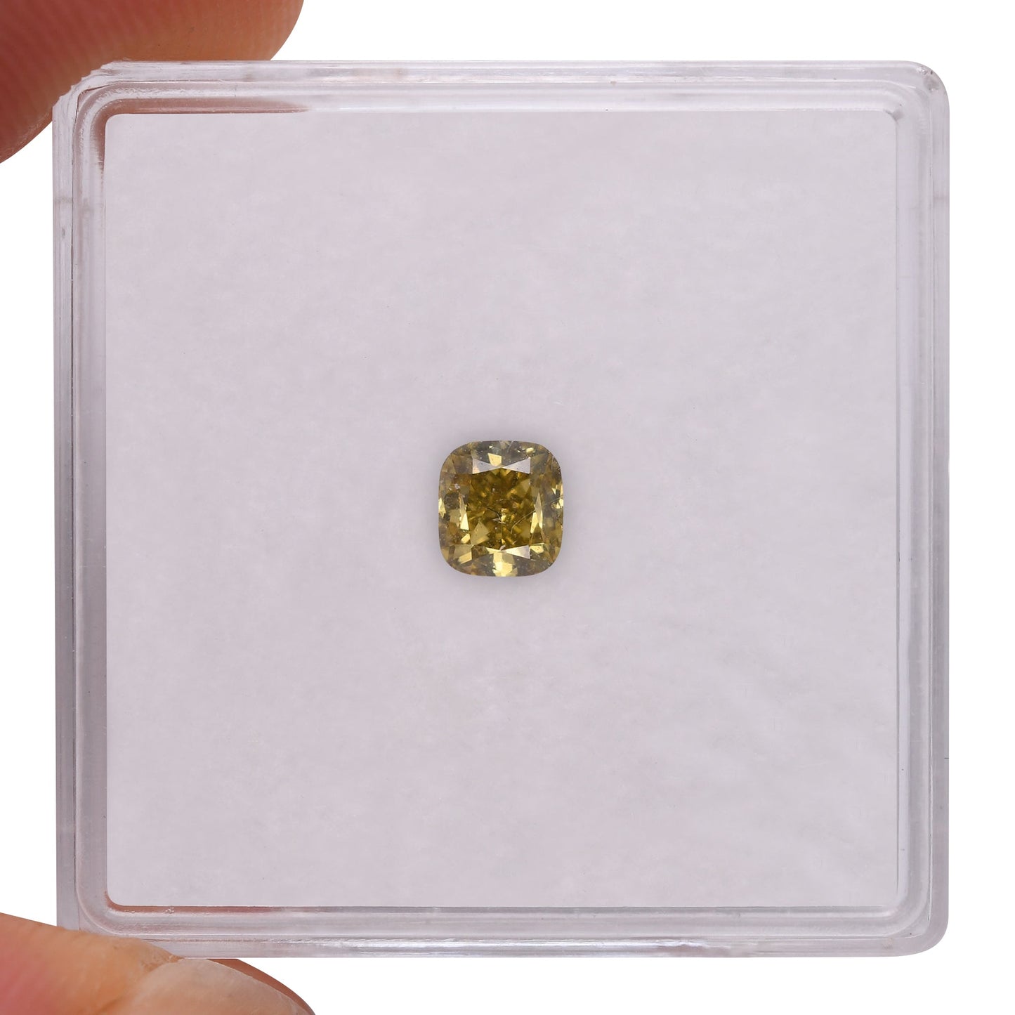 0,41 Karat Fancy Deep Brownish Greenish Yellow Cushion Diamond SI1 GIA