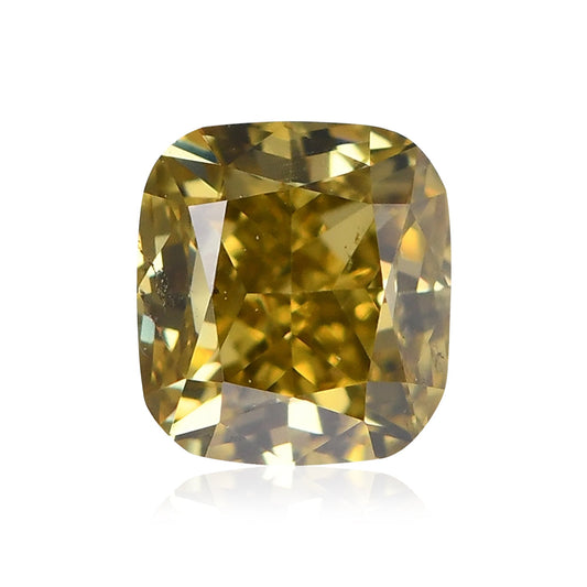 0,41 Karat Fancy Deep Brownish Greenish Yellow Cushion Diamond SI1 GIA